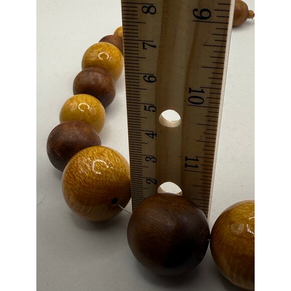 Vintage Retro Wood Beaded Chunky‎ Boho Necklace - Picture 3 of 6
